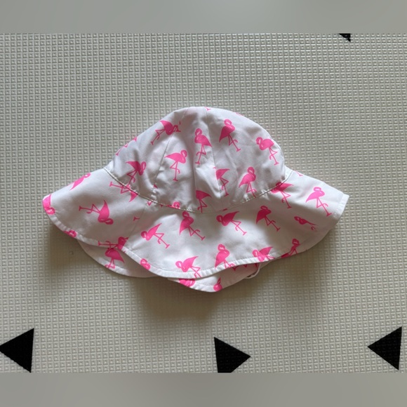 Jumping Beans|Baby toddler girl Pink Flamingo printed white Kids Sun Hat•••2-4T - Picture 1 of 3